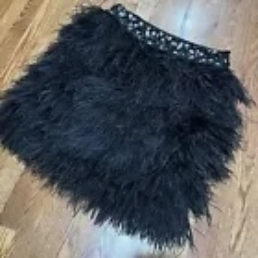Lafayette 148 New York black feathered skirt size 12 - Picture 2 of 6
